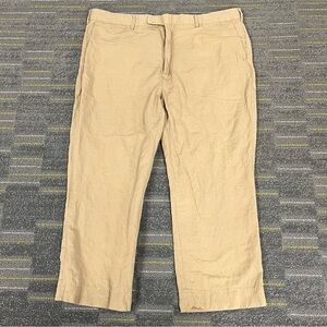 Polo Ralph Lauren Linen Blend Pants Mens 40x26 Beige Tan Classic Chino Hemmed